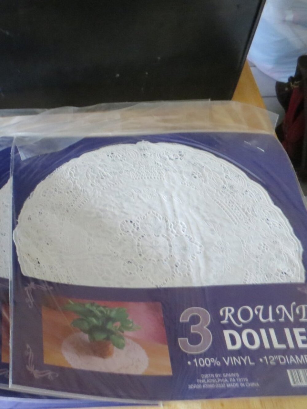 Lot of 18 (6packs of 3) Vinyl Doilies, 12 inch, White
